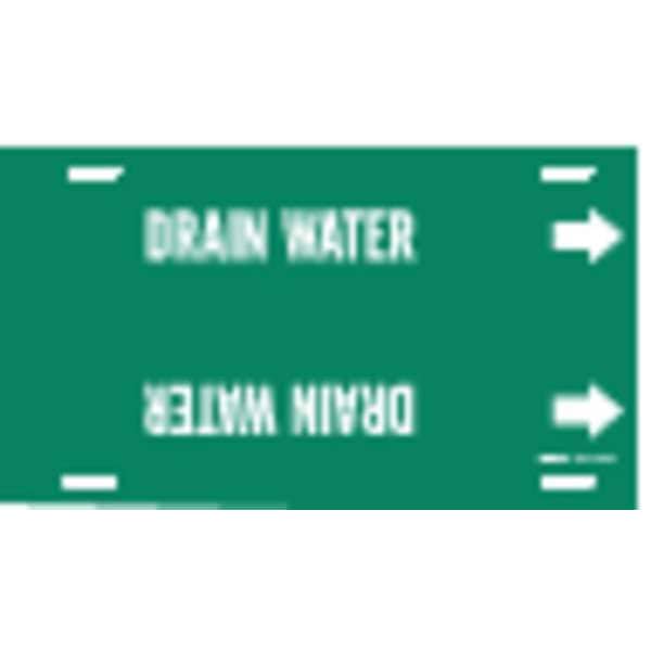 Brady Pipe Marker, Drain Water, Grn, 8 to9-7/8 In - 4176-G