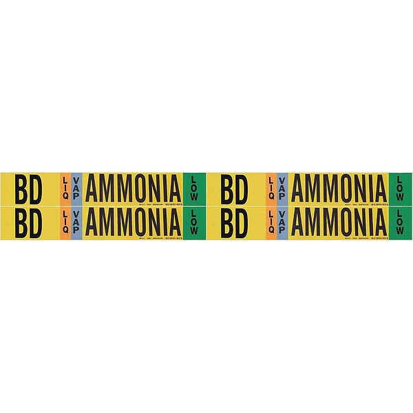 Brady Ammonia Pipe Marker, BD, 1 to 2-1/2In, PK4 - 90420