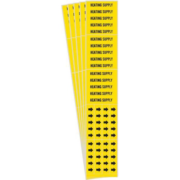 Brady Pipe Marker, Black, Heating Supply, PK5, 7127-3C-PK - 7127-3C-PK