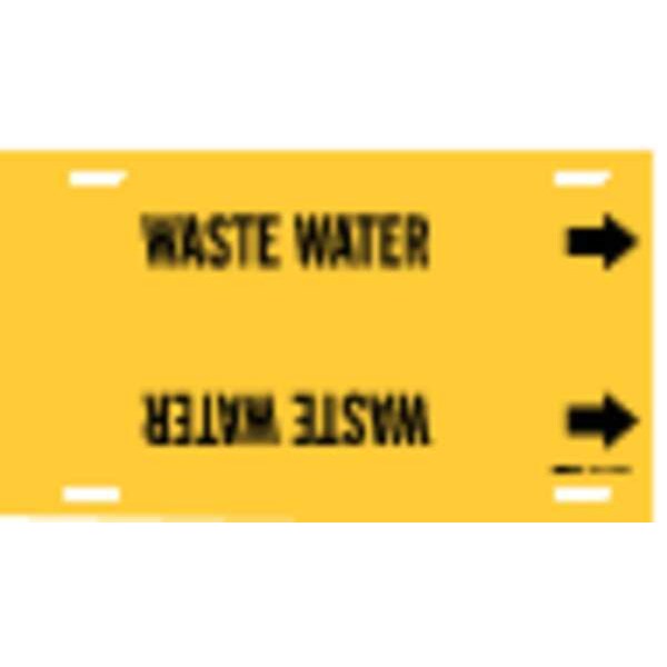 Brady Pipe Marker, Waste Water, Yel, 6 to7-7/8 In - 4152-F