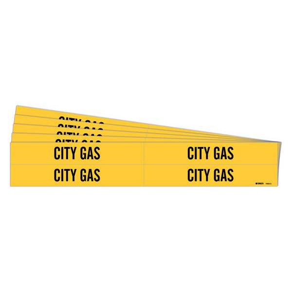 Brady Pipe Marker, Adhesive, Black, City Gas, PK5, 7053-4-PK - 7053-4-PK