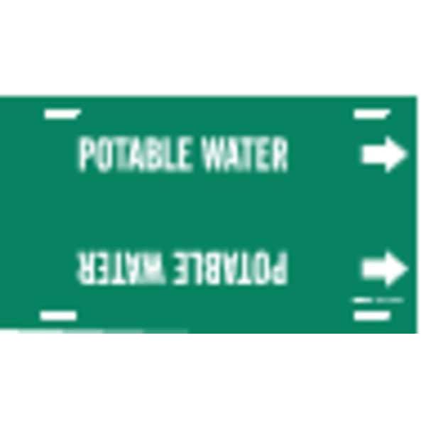 Brady Pipe Marker, Potable Water, Gn, 6to7-7/8 In - 4111-F