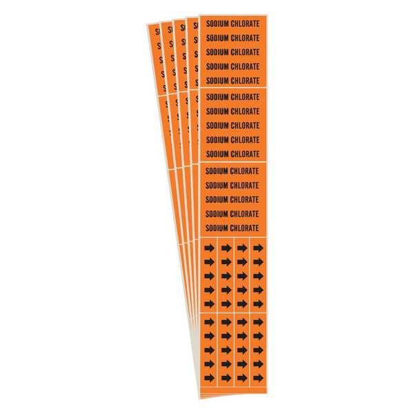 Brady Pipe Marker, Black, Sodium Chlorate, PK5, 7409-3C-PK - 7409-3C-PK