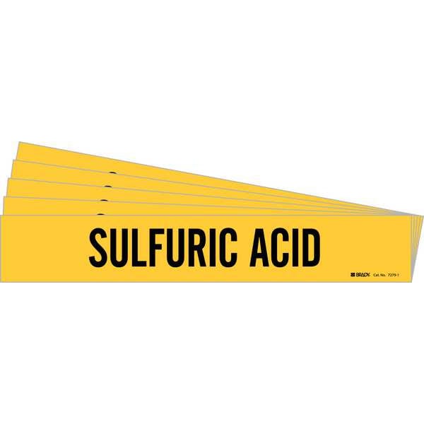 Brady Pipe Marker, Black, Sulfuric Acid, PK5, 7279-1-PK - 7279-1-PK