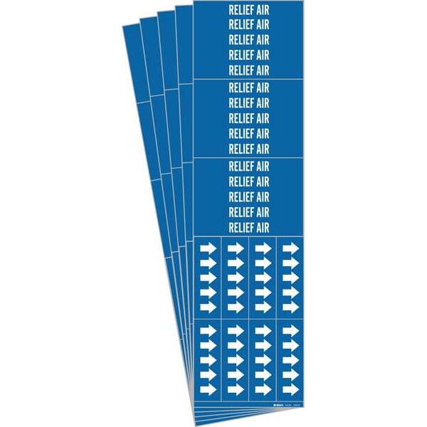 Brady Pipe Marker, White, Relief Air, PK5, 7240-3C-PK - 7240-3C-PK