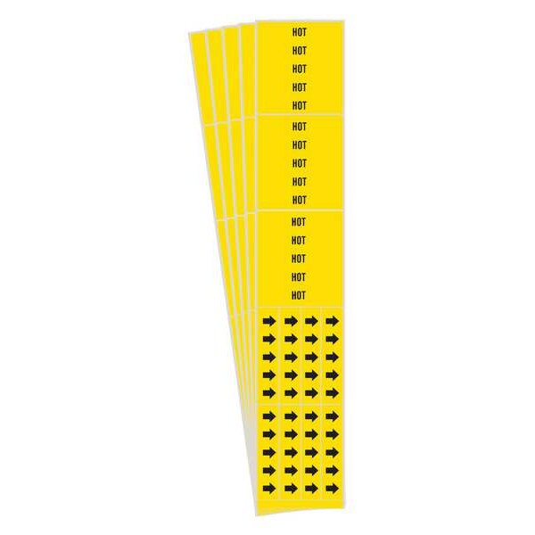 Brady Pipe Marker, Adhesive, Black, Hot, PK5, 7144-3C-PK - 7144-3C-PK