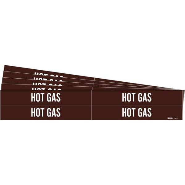 Brady Pipe Marker, Adhesive, White, Hot Gas, PK5, 7373-4-PK - 7373-4-PK