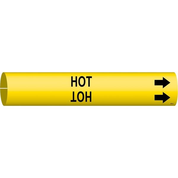 Brady Pipe Marker, Hot, Yellow, 3/4 to 1-3/8 In - 4197-A