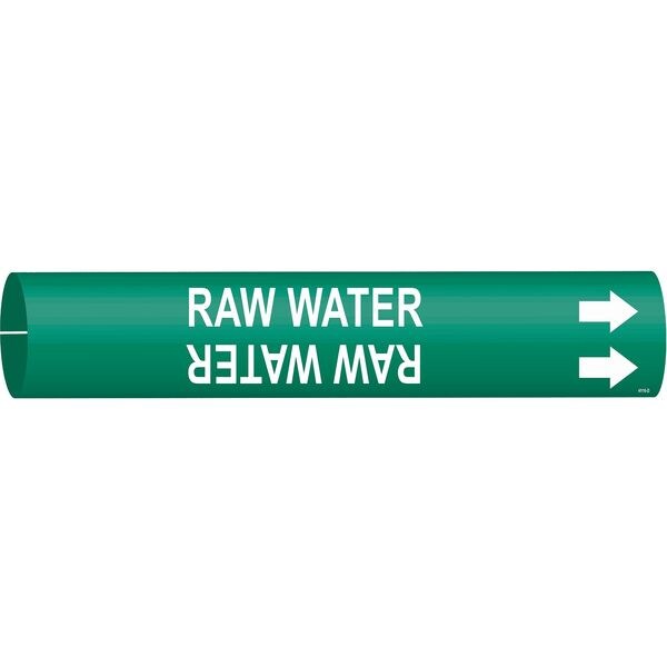 Brady Pipe Marker, Raw Water, Green, 4 to 6 In - 4116-D