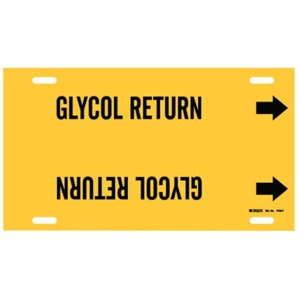 Brady Pipe Marker, Glycol Return, Y, 6 to7-7/8 In - 4189-F