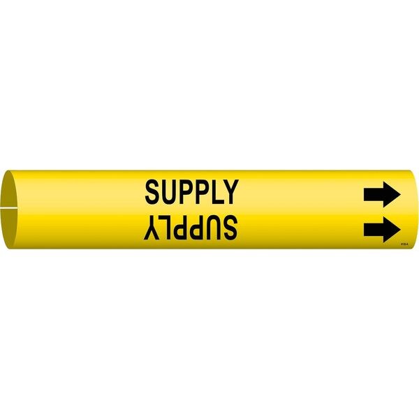 Brady Pipe Marker, Supply, Yel, 3/4 to 1-3/8 In - 4138-A