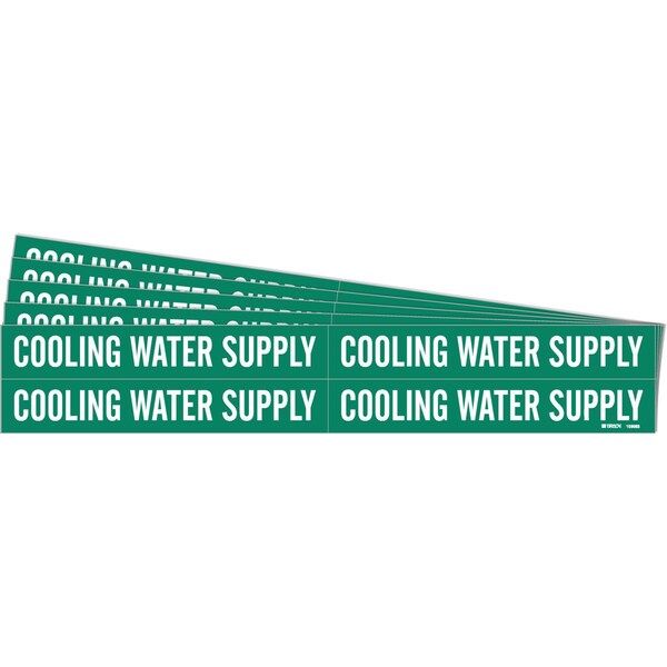 Brady COOLING WATER SUPPLY Pipe Marker Style 4 Polyester WT on GN 4 per Card, 5 PK - 106093-PK