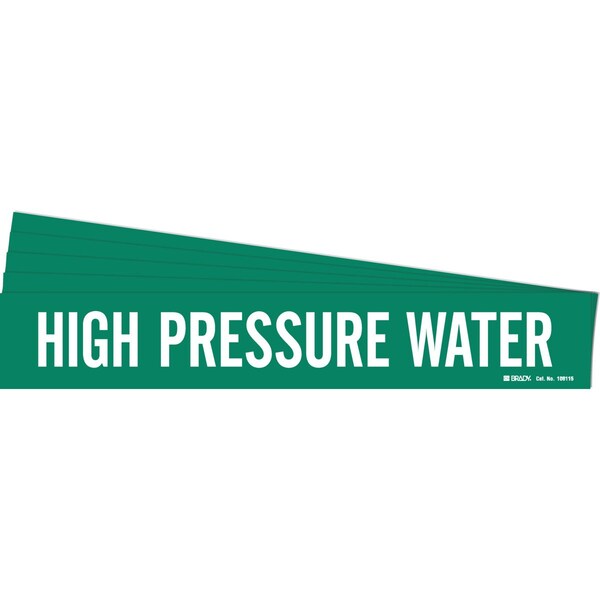 Brady HIGH PRESSURE WATER Pipe Marker Style 1HV Polyester WT on GN 1 per Card, 5 PK - 106115-PK