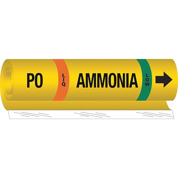 Brady Ammonia Pipe Marker, PO, 3/4 to 2-1/2In - 58012