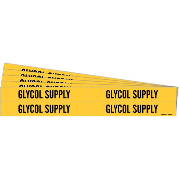 Brady GLYCOL SUPPLY Pipe Marker Style 4 Polyester Black on Yellow 4 per Card, 5 PK - 105765-PK