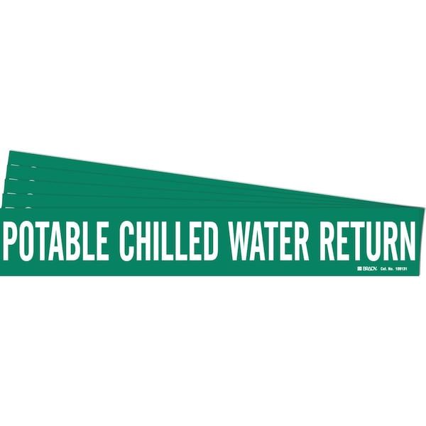 Brady POTABLE Chilled Wtr Ret Pipe Marker Style 1HV WT on GN 1 per Card, 5 PK - 106131-PK