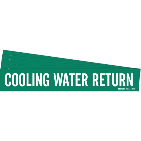 Brady COOLING WATER RETURN Pipe Marker Style 1HV White on Green 1 per Card, 5 PK - 106087-PK
