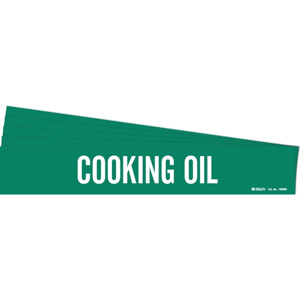 Brady COOKING OIL Pipe Marker Style 1HV White on Green 1 per Card, 5 PK - 106083-PK