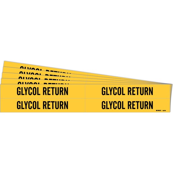 Brady GLYCOL RETURN Pipe Marker Style 4 Polyester Black on Yellow 4 per Card, 5 PK - 105761-PK