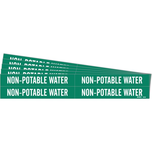 Brady NON-POTABLE WATER Pipe Marker Style 4 Polyester White on Green 4 per Card, 5 PK - 106129-PK