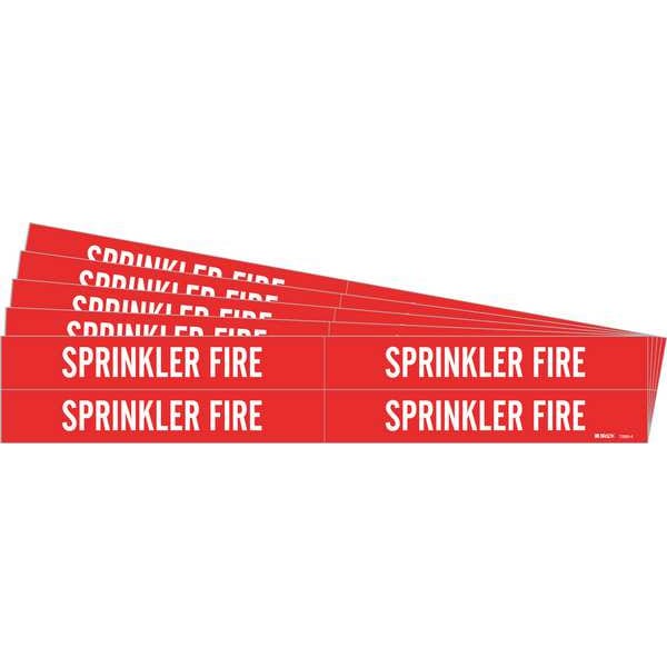 Brady Pipe Marker, White, Sprinkler Fire, PK5, 7268-4-PK - 7268-4-PK