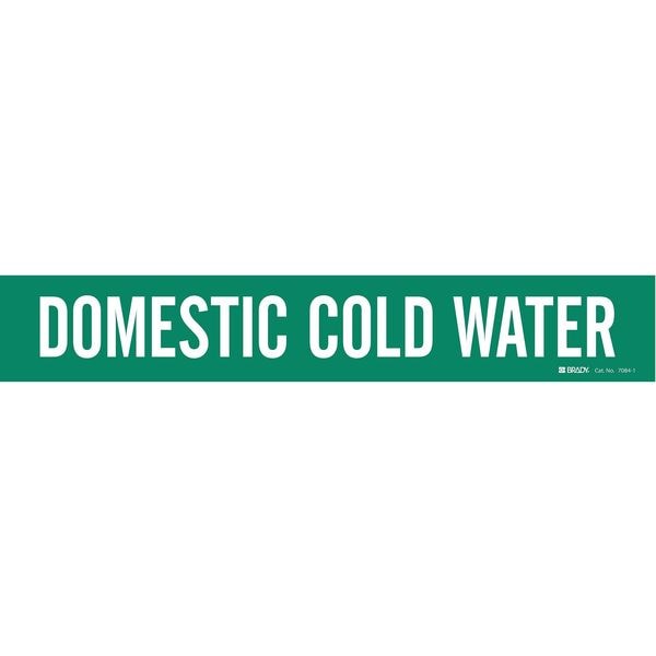 Brady Pipe Marker, Domestic Cold Water, Green, 7084-1 - 7084-1