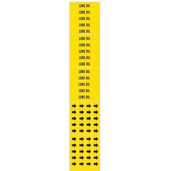Brady Pipe Marker, Lube Oil, Yel, 3/4 In or Less - 7181-3C