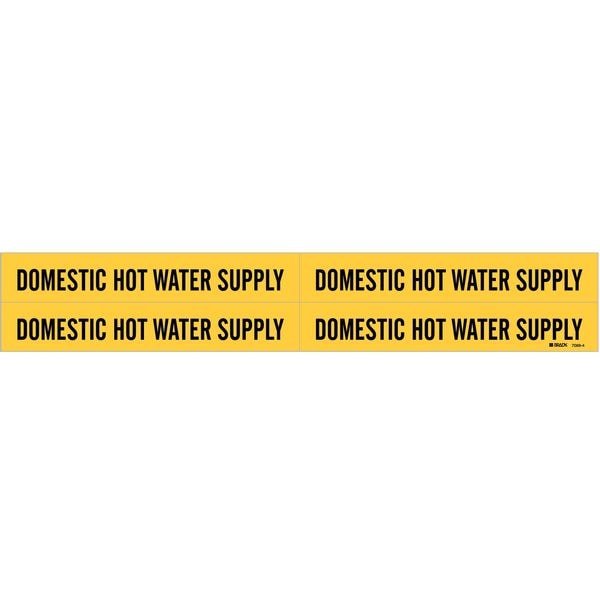 Brady Pipe Marker, Domestic Hot Water Supply, Y, 7089-4 - 7089-4