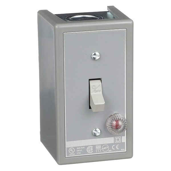 Interruptor Square D, manual, 30A, 3 polos, 20 HP a 575 VAC, trifásico, operado por palanca, indicador rojo de 440/600 VAC, gabinete NEMA 1 - 2510KG6C