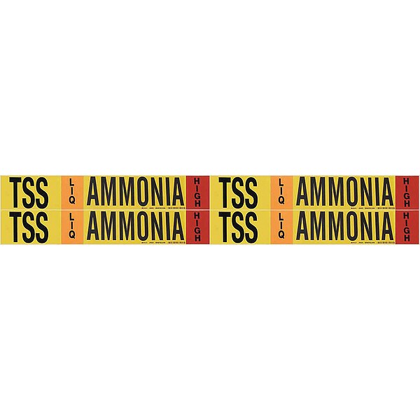 Brady Ammonia Pipe Marker, TSS, 1 to 2-1/2In, PK4 - 90439