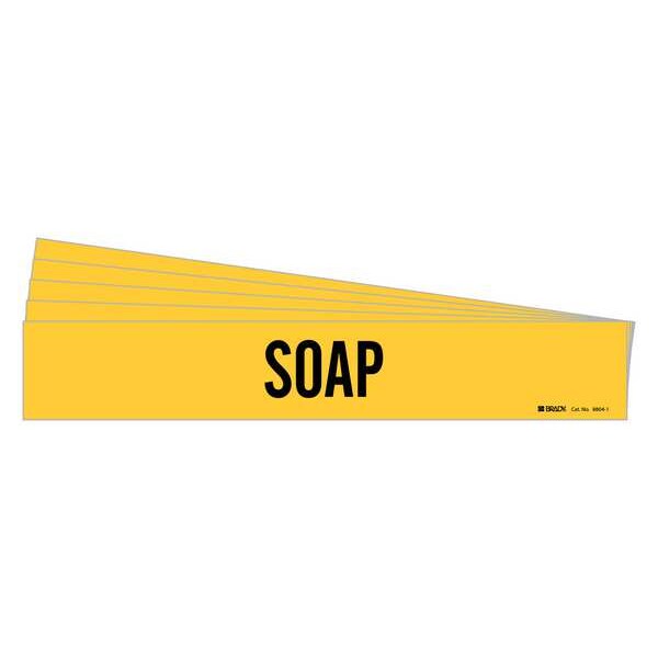 Brady Pipe Marker, Adhesive, Black, Soap, PK5, 8804-1-PK - 8804-1-PK