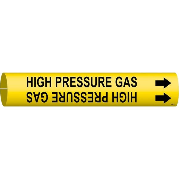 Brady Pipe Marker, High Pressure Gas, Y, 4 to6 In - 4193-D