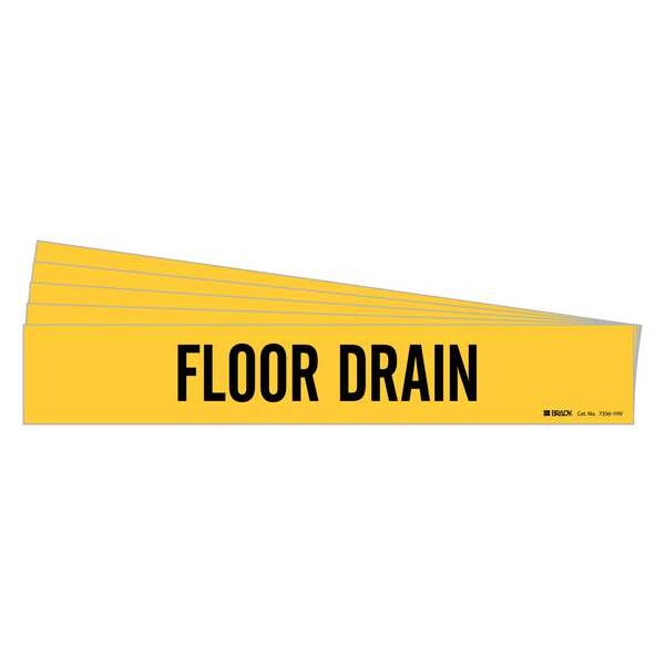 Brady Pipe Marker, Black, Floor Drain, PK5, 7356-1HV-PK - 7356-1HV-PK