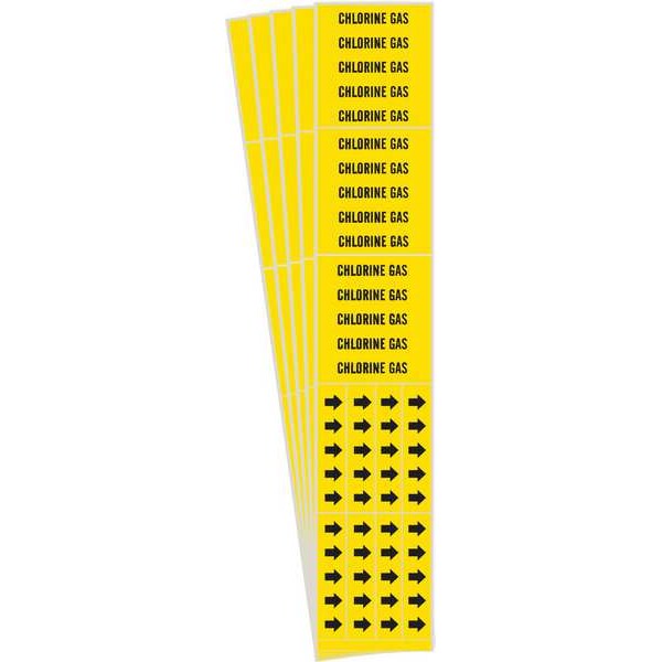Brady Pipe Marker, Black, Chlorine Gas, PK5, 7049-3C-PK - 7049-3C-PK