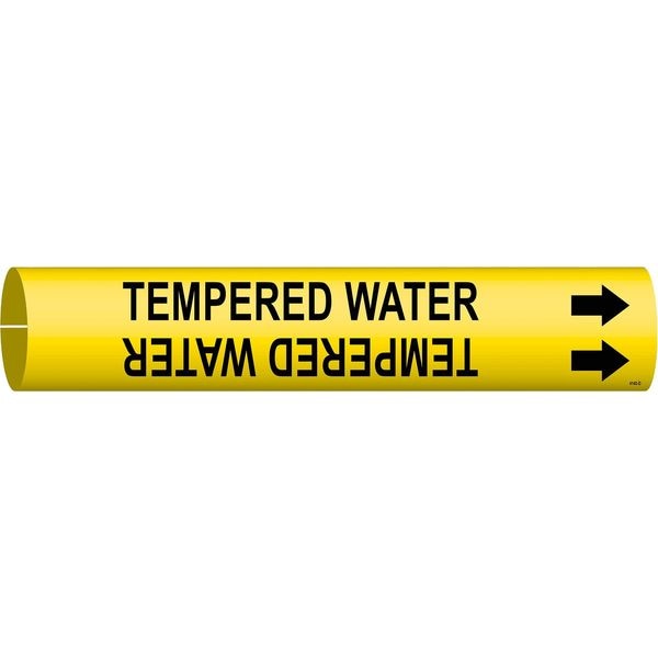 Brady Pipe Marker, Tempered Water, Yel, 4 to 6 In - 4140-D
