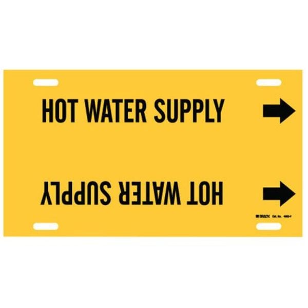 Brady Pipe Marker, Hot Water Supply, 6to7-7/8 In - 4082-F