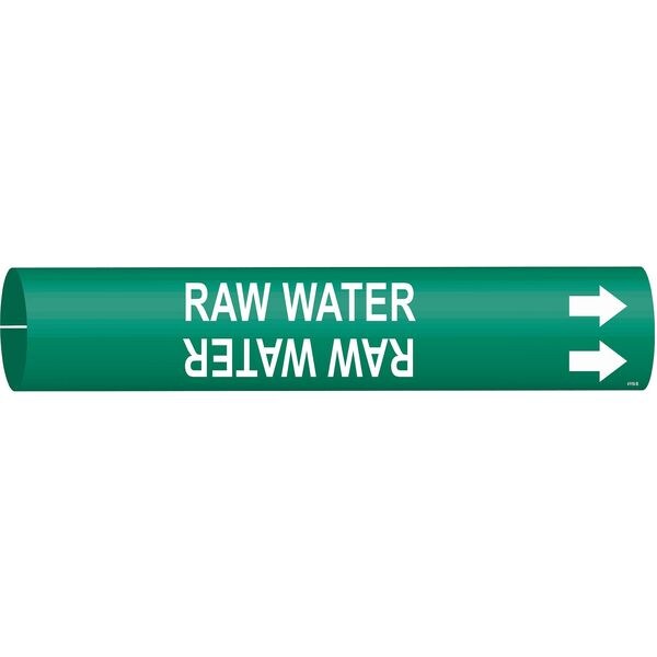 Brady Pipe Marker, Raw Water, Gn, 1-1/2to2-3/8 In, 4116-B - 4116-B