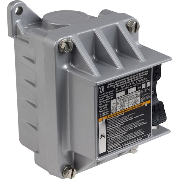 Interruptor cuadrado D, manual, 20A, 2 polos, 3 HP a 575 VCA, monofásico, operado por palanca, sin indicador, NEMA 7 y 9, dos aberturas de conducto - 2510KR1H