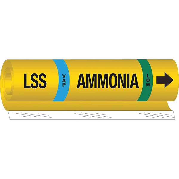 Brady Ammonia Pipe Marker, LSS, 3/4 to 2-1/2In - 57973