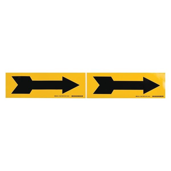 Brady Pipe Marker, Arrow - Single, Yel, 3 to 6 In - 76507