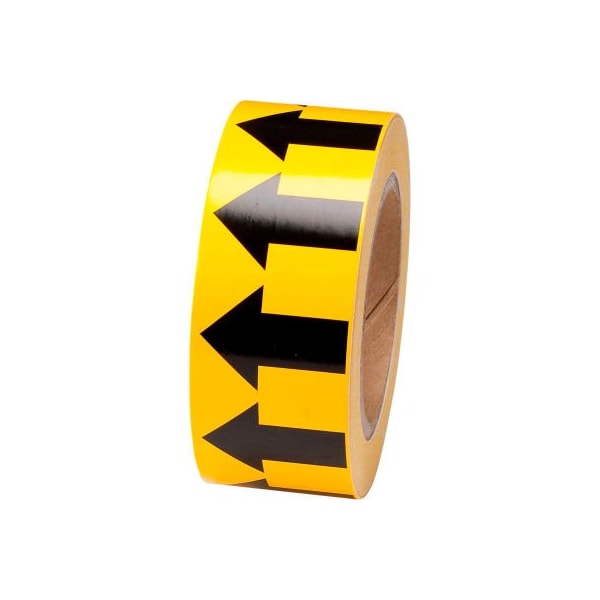 Brady Brady 91420 Pipe Marker Arrow Tape, Vinyl, 2"W x 30 Yds., Yellow/Black - 91420