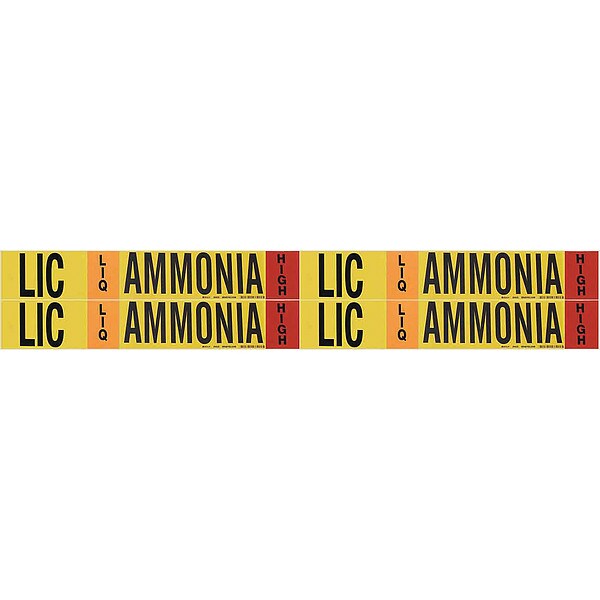 Brady Ammonia Pipe Marker, LIC, 1 to 2-1/2In, PK4 - 90432