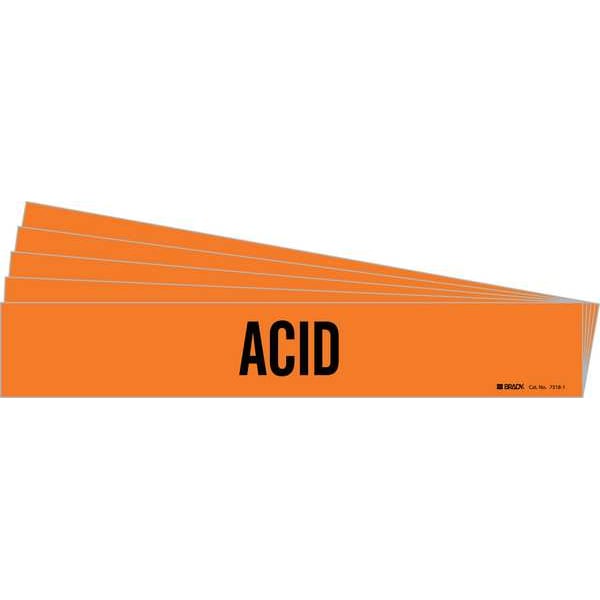 Brady Pipe Marker, Adhesive, Black, Acid, PK5, 7318-1-PK - 7318-1-PK
