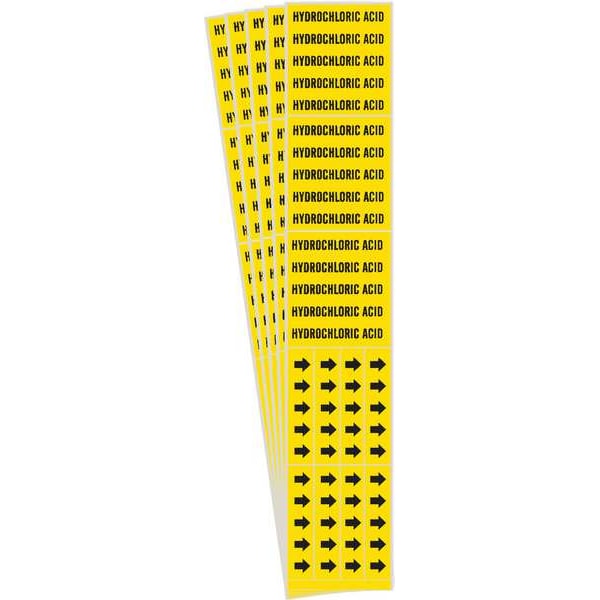 Brady Pipe Marker, Black, Hydrochloric Acid, PK5, 7156-3C-PK - 7156-3C-PK
