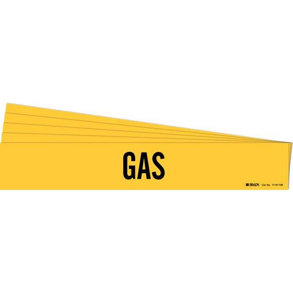 Brady Pipe Marker, Adhesive, Black, Gas, PK5, 7119-1HV-PK - 7119-1HV-PK