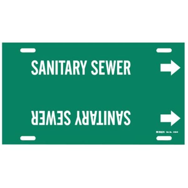 Brady Pipe Markr, Sanitary Sewer, Gn, 8to9-7/8 In - 4123-G