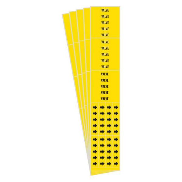 Brady Pipe Marker, Adhesive, Black, Valve, PK5, 7293-3C-PK - 7293-3C-PK