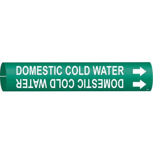 Brady Pipe Mrkr, Domestic Cold Water, 3/4to1-3/8 - 4048-A