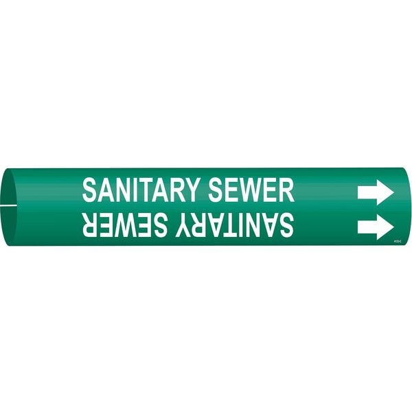 Brady Pipe Mrkr, Sanitary Sewer, 2-1/2to3-7/8 In - 4123-C