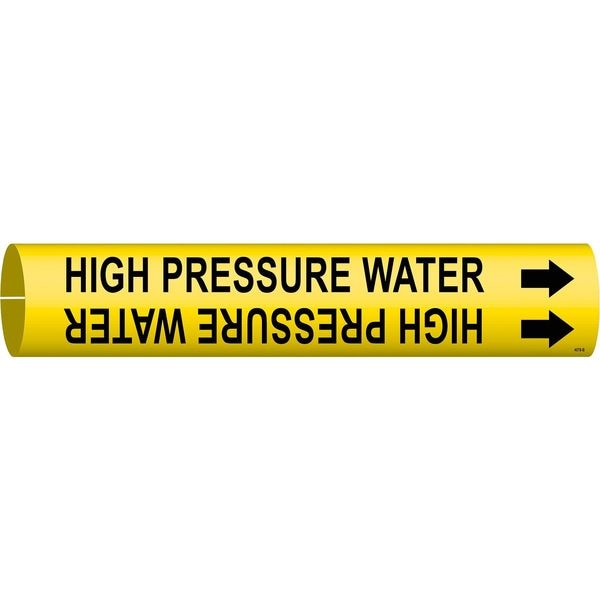 Brady Pipe Marker, High Pressure Water, Yellow, 4078-B - 4078-B